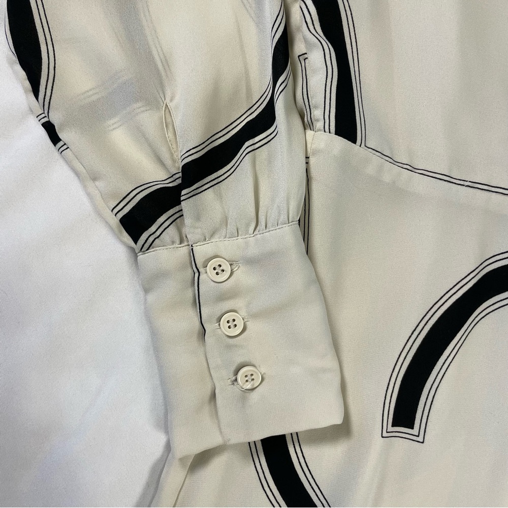 Minimalist Abstract Geo Shirt Dress | Cream Black | Modern Chic | S - Picture 8 of 11